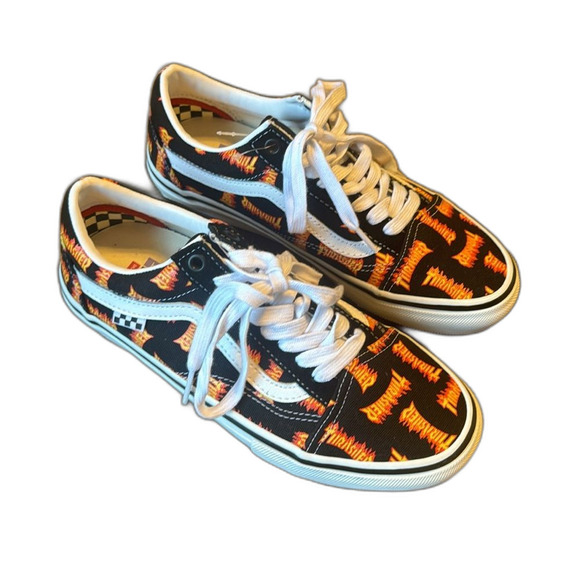 Vans x Thrasher Skate Old Skool Black Multi Logo Canvas Shoes mens 7 women’s 9 - Picture 2 of 10